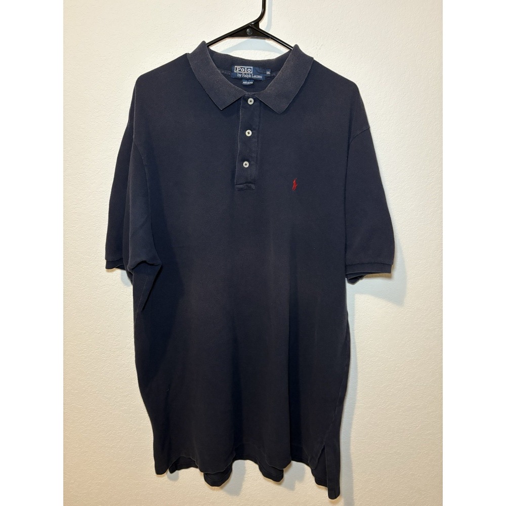 Polo Ralph Lauren Mens 2XL Polo Shirt Navy Blue Short Sleeve Knit 100% Cotton